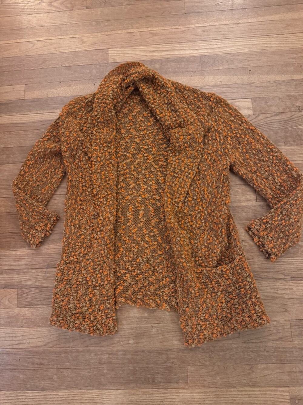 Berretti Women's Orange Tan Wool Blend Open Front Cardigan - Size M
b88